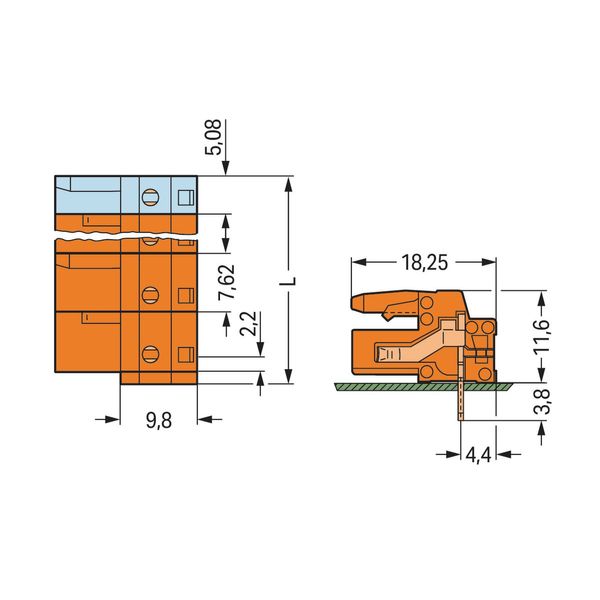 THT female header angled Pin spacing 7.62 mm orange image 2