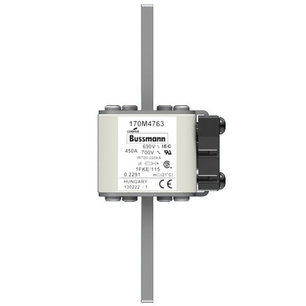 Fuse-link, high speed, 450 A, AC 690 V, size 1, 53 x 69 x 136 mm, aR, IEC, UL, single indicator image 1