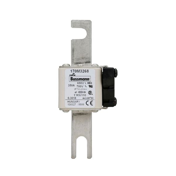 Fuse-link, high speed, 350 A, AC 690 V, compact DIN 1, 45 x 58 x 134 mm, aR, DIN, IEC, type K indicator, 110 mm centres image 10