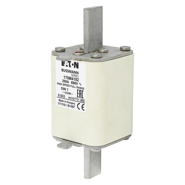 Fuse-link, high speed, 200 A, AC 690 V, DIN 1, 52 x 66 x 135 mm, gR, DIN, IEC, single indicator image 4