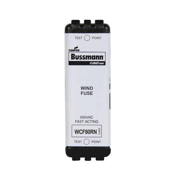 Eaton Bussmann Series WCF Fuse, Wind CUBEFuse Holder, Non-indicating, Finger safe, 80 A, CF class, Dual element, Glass filled PES material, Fits 690 V WCF Holder, CUBEFuse type image 2