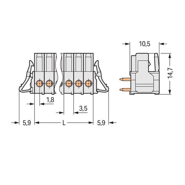 THT female header angled Pin spacing 3.5 mm light gray image 3