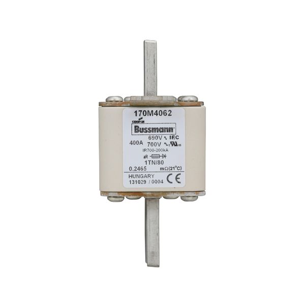 Fuse-link, high speed, 400 A, AC 690 V, DIN 1, 53 x 66 x 108 mm, aR, DIN, IEC, single indicator image 7