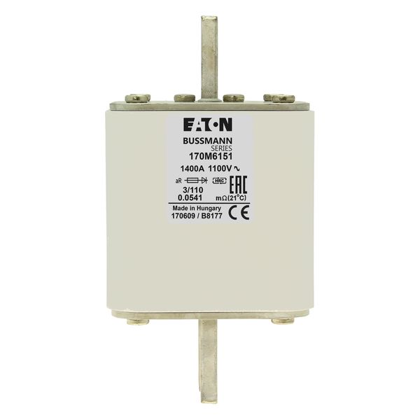 Fuse-link, high speed, 1400 A, AC 1100 V, size 3, 76 x 90 x 139 mm, aR, DIN, IEC, single indicator image 7