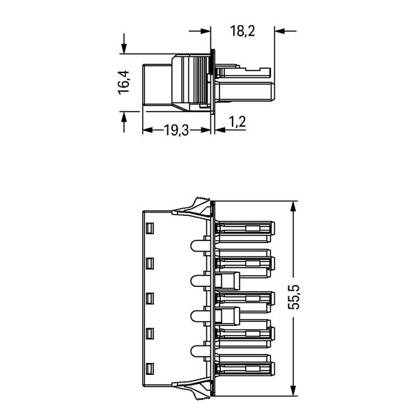 Snap-in socket with protruding mating face 5-pole white image 5