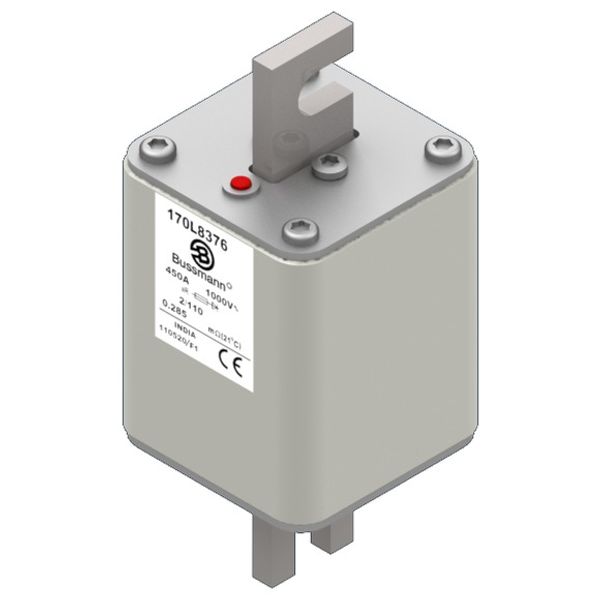 Fuse-link, high speed, 450 A, AC 1000 V, Size 2, 61 x 61 x 141 mm, aR, DIN, IEC, single indicator image 3