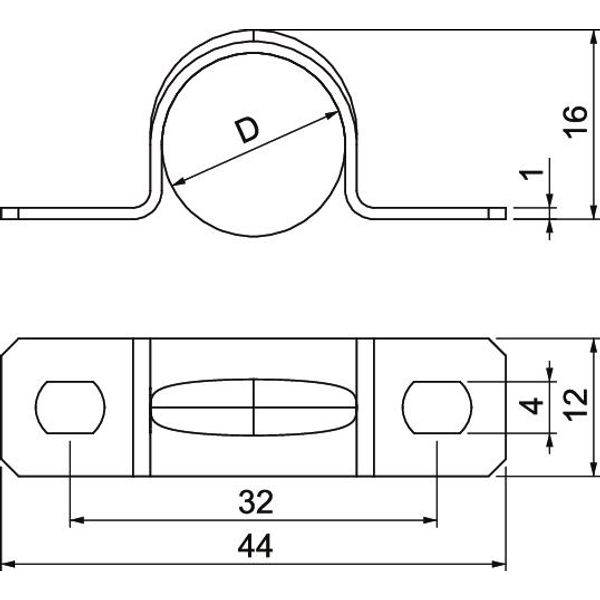 605 16 A4 Fastening clip two lobe 16mm image 2