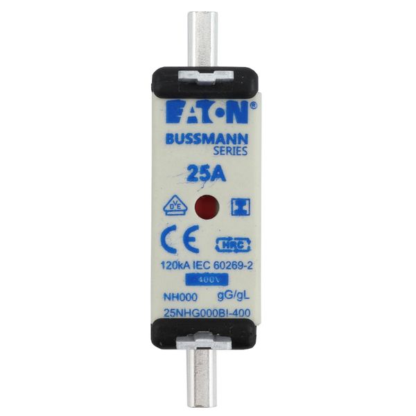 Fuse-link, LV, 25 A, AC 400 V, NH000, gL/gG, IEC, dual indicator, insulated gripping lugs image 6