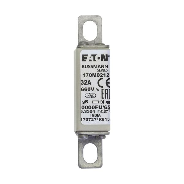 Fuse-link, high speed, 32 A, AC 660 V, size 0000, 18 x 19 x 80 mm, gR, UL image 2