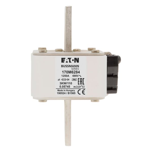 Fuse-link, high speed, 1250 A, AC 690 V, size 3, 74 x 92 x 141 mm, aR, IEC, single indicator image 16