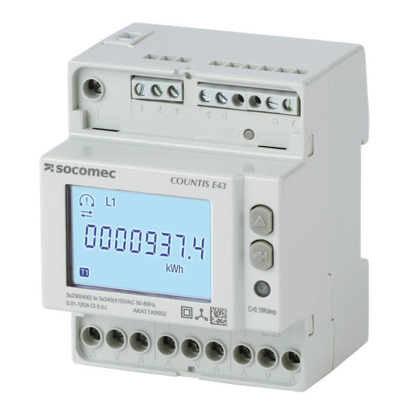 Active-energy meter COUNTIS E43 via CT dual tariff+pulse+RS485 MODBUS  image 1