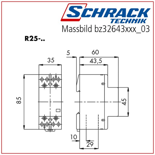 Modular contactor 25A, 1 NO + 3 NC, 24VAC, 2MW image 4