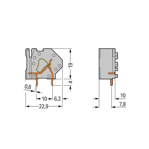 Stackable PCB terminal block 4 mm² Pin spacing 10 mm light gray image 2