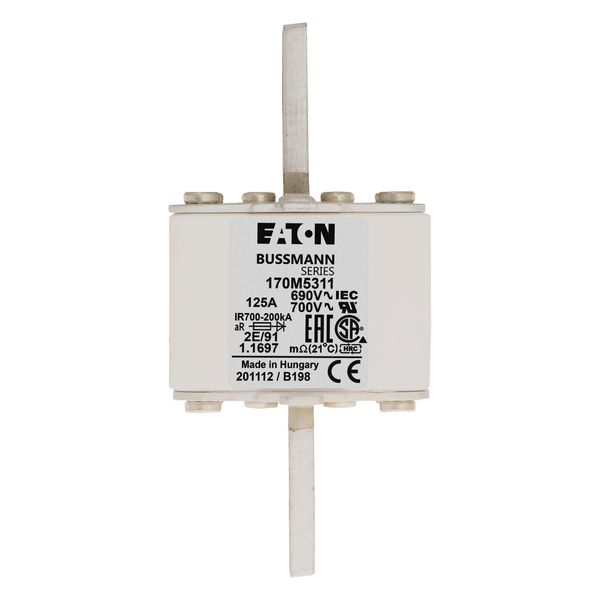 Fuse-link, high speed, 550 A, AC 690 V, size 2, 61 x 61 x 126 mm, aR, IEC, single indicator image 15