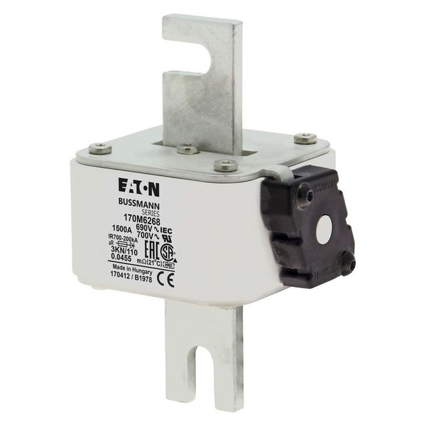 Fuse-link, high speed, 1500 A, AC 690 V, DIN 3, 76 x 92 x 139 mm, aR, DIN, IEC, single indicator image 8