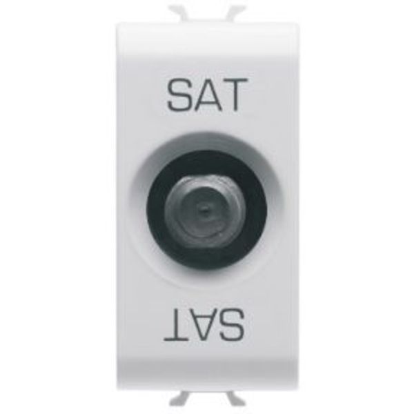 COAXIAL TV/SAT SOCKET-OUTLET, CLASS A SHIELDING - FEMALE F CONNECTOR - FEEDTHROUGH 5 dB - 1 MODULE - SATIN WHITE - CHORUSMART image 1