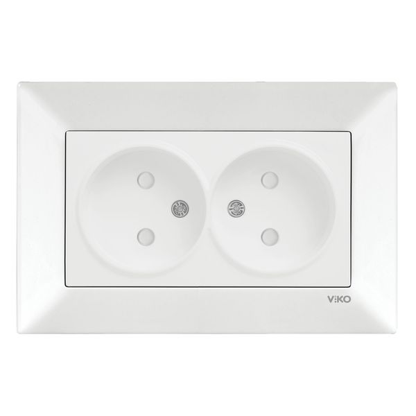 Meridian White Two Gang Socket Child Protection image 1