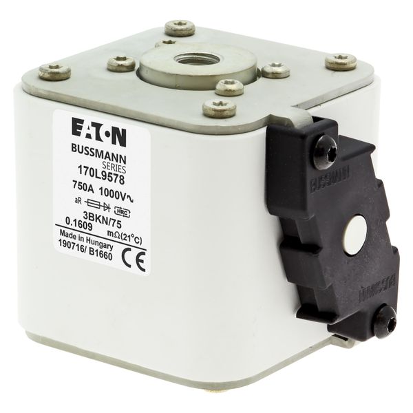 Fuse-link, high speed, 750 A, AC 1000 V, Size 3, 76 x 92 x 75 mm, aR, IEC, single indicator image 5