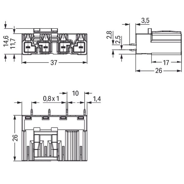 Plug for PCBs straight 4-pole gray image 3