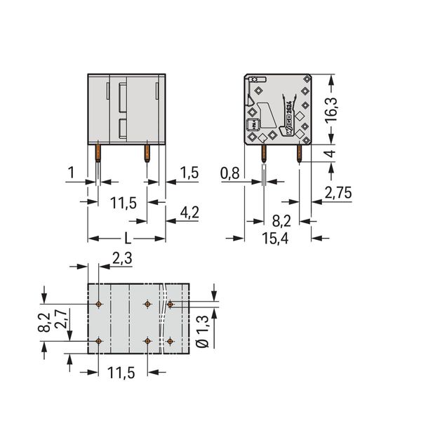 PCB terminal block 4 mm² Pin spacing 11.5 mm gray image 3