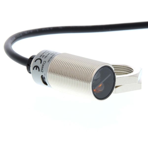 Photoelectric sensor, M18 threaded barrel, metal, red LED, background image 2
