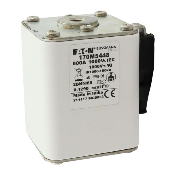 Fuse-link, high speed, 800 A, AC 1000 V, size 2, 61 x 77 x 81 mm, aR, IEC, UL, single indicator image 11