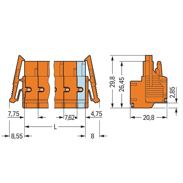 2-conductor female connector Push-in CAGE CLAMP® 2.5 mm² orange image 2