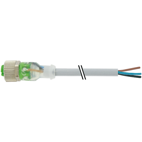 M12 female 0° A-cod.with cable 3LED PUR 5x0.34 gy UL/CSA+drag ch. 7.5m image 1