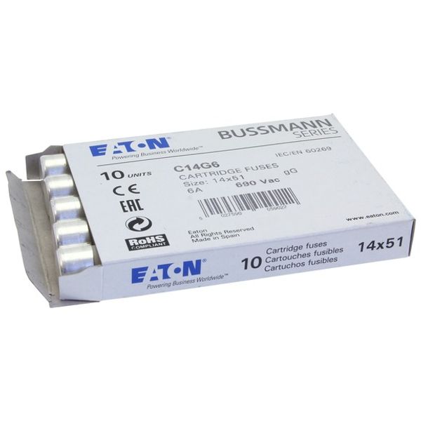 Fuse-link, LV, 6 A, AC 690 V, 14 x 51 mm, gL/gG, IEC image 1