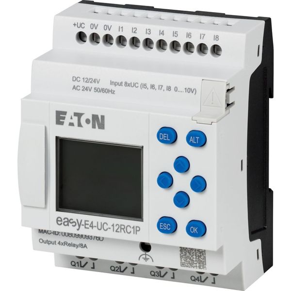 Control relays easyE4 with display (expandable, Ethernet), 12/24 V DC, 24 V AC, Inputs Digital: 8, of which can be used as analog: 4, push-in terminal image 20