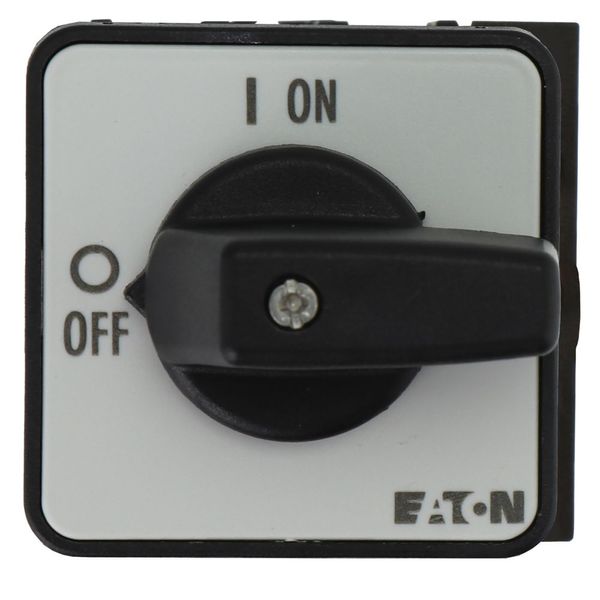 On-Off switch, P1, 40 A, rear mounting, 3 pole, 1 N/O, 1 N/C, with black thumb grip and front plate image 7