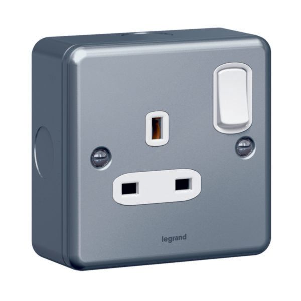 Synergy 1 Gang 13A Double Pole Switched Socket Outlet Metalclad image 1