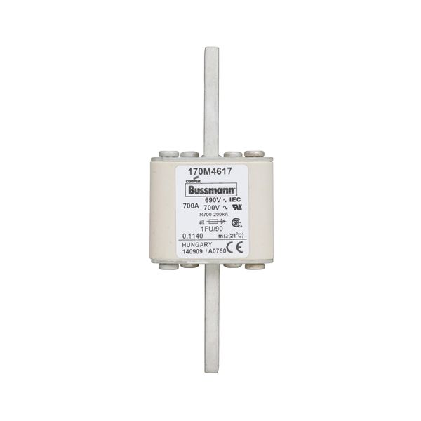 Fuse-link, high speed, 700 A, AC 690 V, size 1, 53 x 69 x 136 mm, aR, IEC, UL, no indicator, 90 mm centers image 9