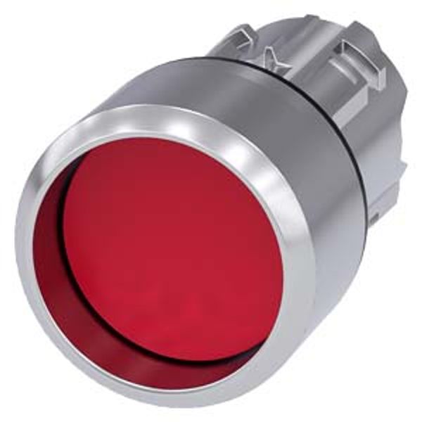 Pushbutton, 22 mm, round, metal, shiny, red, Front ring, high, momentary 3SU1050-0CB20-0AA0-Z Y13 image 2