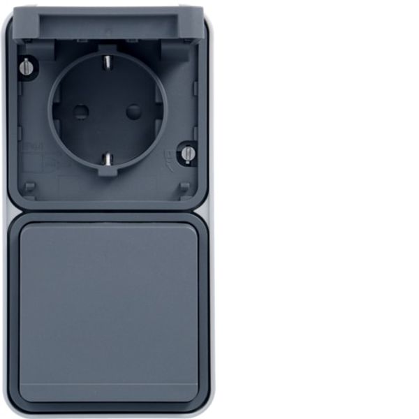 CUBYKO WALL SOCKET DOUBLE VERTICAL IP55 GRAY image 1