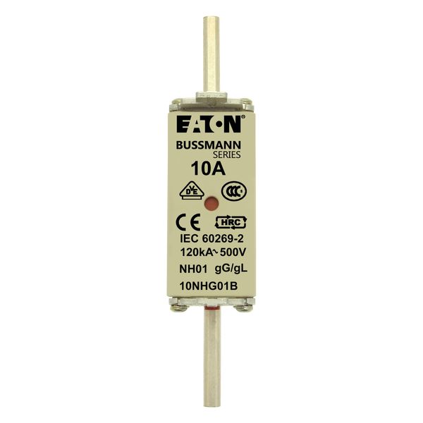Fuse-link, LV, 10 A, AC 500 V, NH01, gL/gG, IEC, dual indicator, live gripping lugs image 9