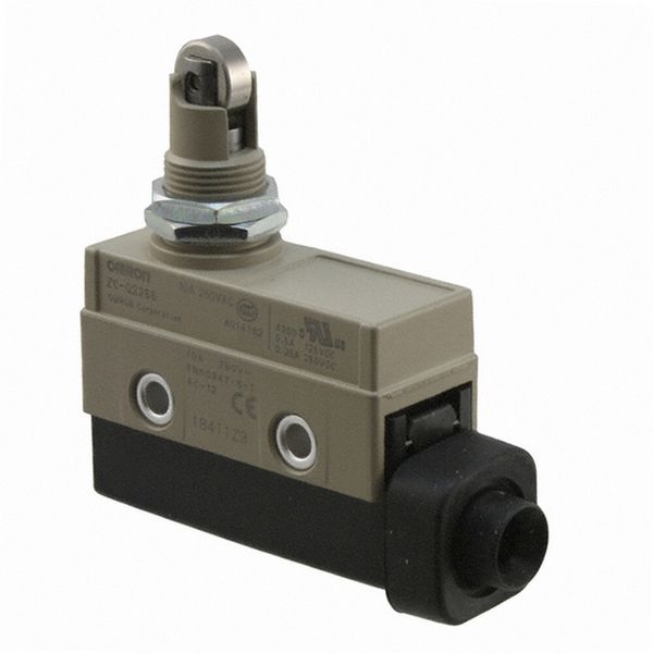 Enclosed basic switch, panel mount roller plunger, SPDT, 15A image 1