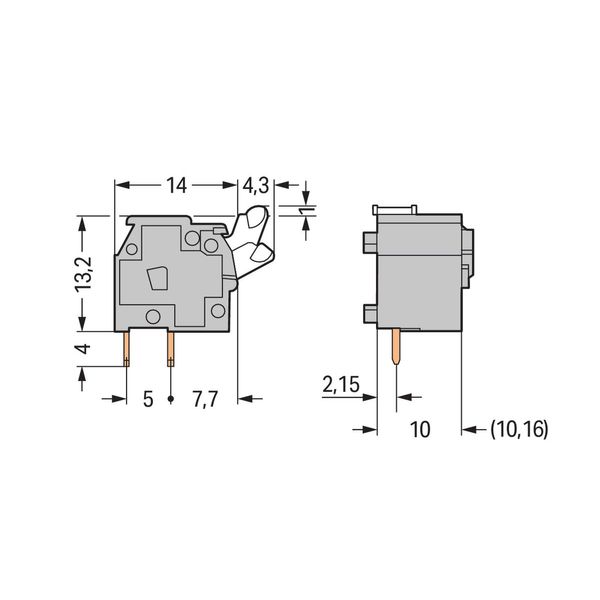 Stackable PCB terminal block push-button 2.5 mm² light gray image 2