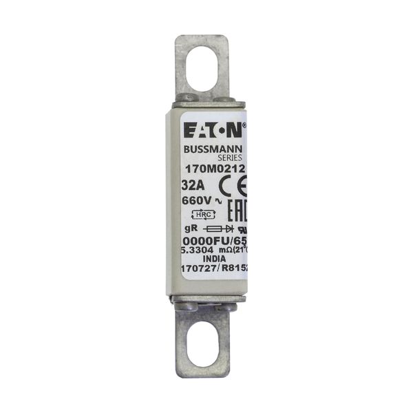 Fuse-link, high speed, 32 A, AC 660 V, size 0000, 18 x 19 x 80 mm, gR, UL image 3