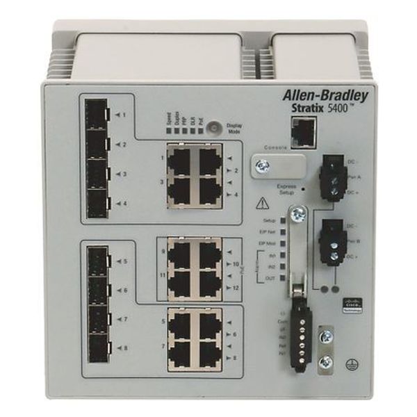 Allen-Bradley 1783-HMS4EG8CGN Stratix 5400, 4 PoE 10/100/1000 Ports, 8 Combo 10/100/1000 Ports, Layer 2 FW image 1