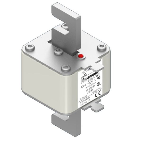 Fuse-link, high speed, 1000 A, AC 690 V, size 2, 61 x 77 x 138 mm, aR, IEC, single indicator image 3