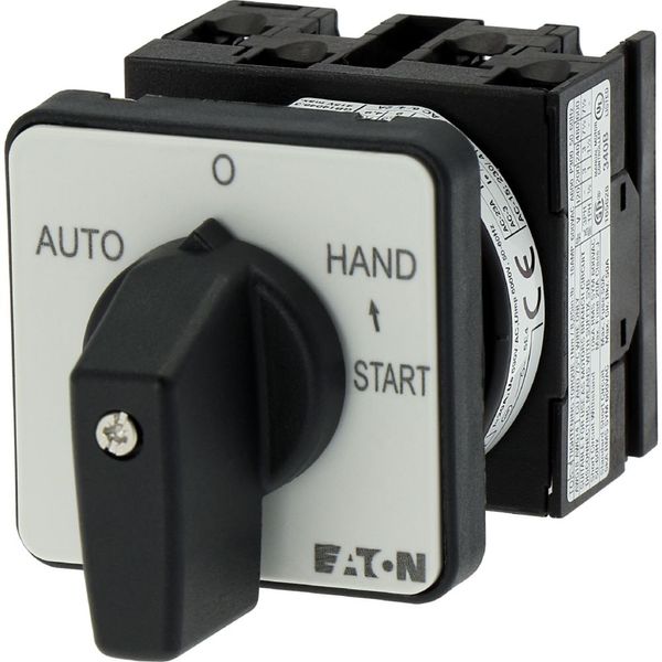 Changeover switches, T0, 20 A, flush mounting, 2 contact unit(s), Contacts: 4, With spring-return from START, 45 °, momentary/maintained, AUTO-0-HAND image 20