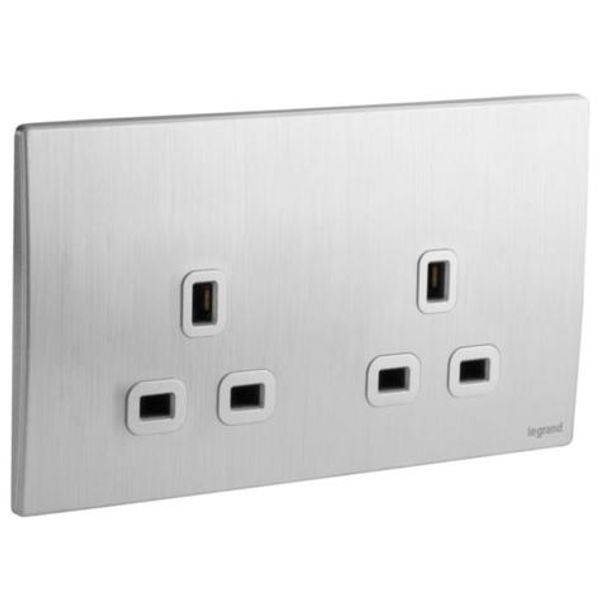 281112BA Mallia Senses 2 gang BS unswitched socket outlet - 13A image 1