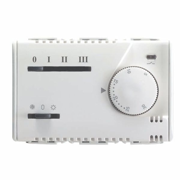 SUMMER/WINTER ELECTRONIC THERMOSTAT FOR FAN-COIL - 3 SPEED - 230V 50/60Hz - 3 MODULES - SYSTEM WHITE image 2