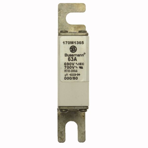 Fuse-link, high speed, 63 A, AC 690 V, DIN 000, 21 x 40 x 100 mm, gR, DIN, IEC, single indicator image 2