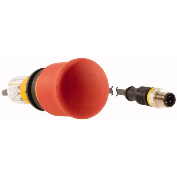 Emergency stop/emergency switching off pushbutton, Mushroom-shaped, 38 mm, Pull-to-release function, 1 NC, 1 N/O, Cable (black) with M12A plug, 4 pole image 5