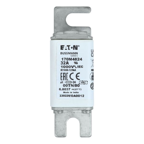 Fuse-link, high speed, 32 A, AC 1000 V, size 00, 30 x 47 x 98 mm, aR, DIN, IEC, type T indicator image 8