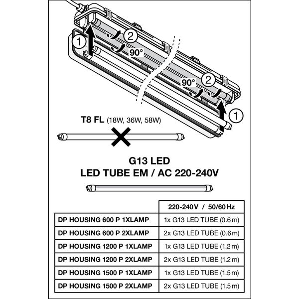 DAMP PROOF HOUSING GEN 3 1200 P 1XLAMP IP65 image 15