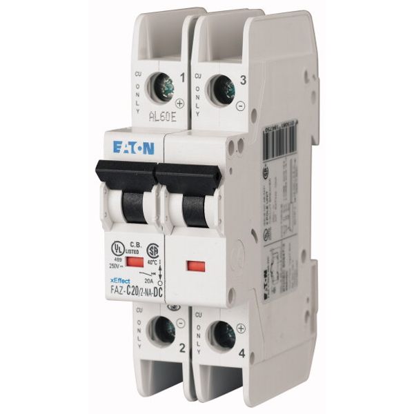 Miniature circuit breaker (MCB), 20 A, 2p, characteristic: C, DC image 1