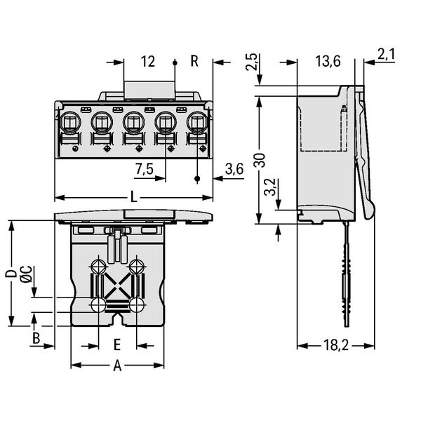 1-conductor male connector Push-in CAGE CLAMP® 2.5 mm² light gray image 2